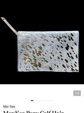 Mer/Sea Pony Calf Hair  Wallet Passport Case White/Gold Leather Canvas NWOT